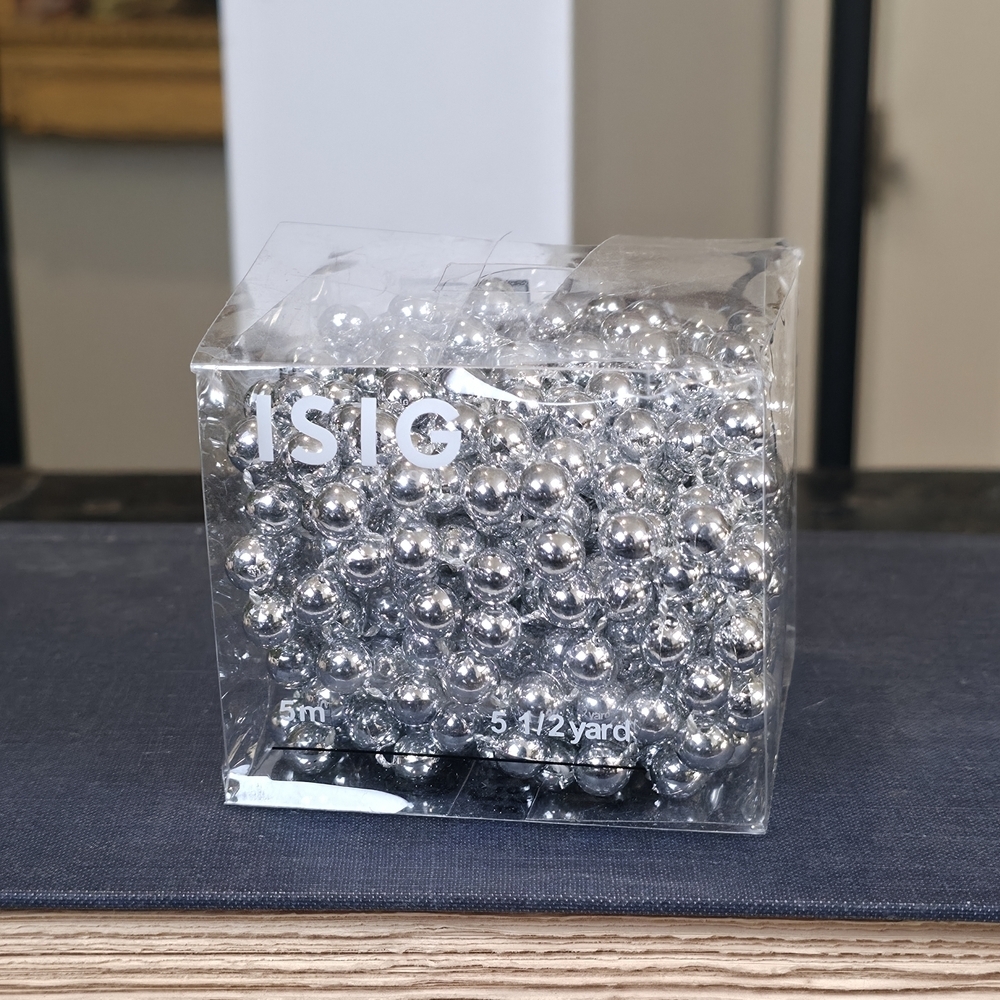 NIB IKEA ISIG Silver Bead Garland 5m / 5.5 Yard Christmas Tree Decoration 901